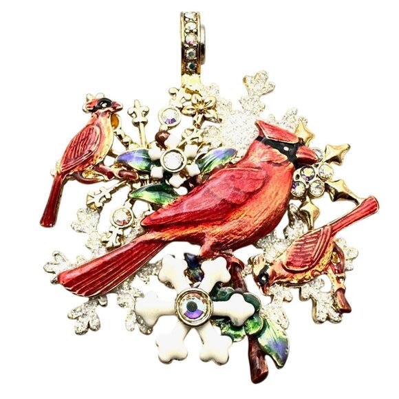Kirks Folly Womens Crystal Magnetic Enhancer Pendant Cardinal Red Bird - Picture 1 of 3